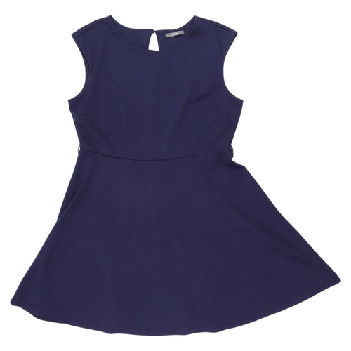 South Women's Blue Sleeveless Fit & Flare Dress, UK 16