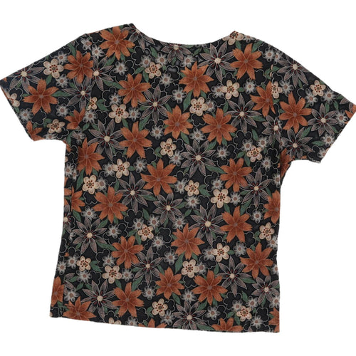 Frazier Lawrence Womens Floral T-Shirt M Black Colorful