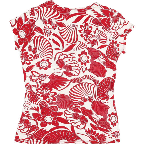 Laura d. Red Floral Womens T-Shirt Size 16 Viscose