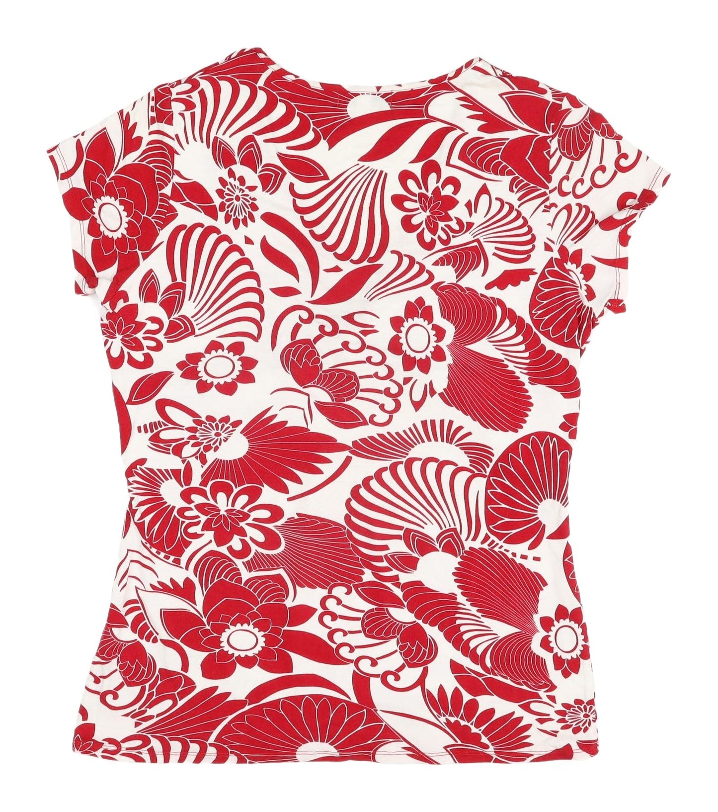 Laura d. Red Floral Womens T-Shirt Size 16 Viscose