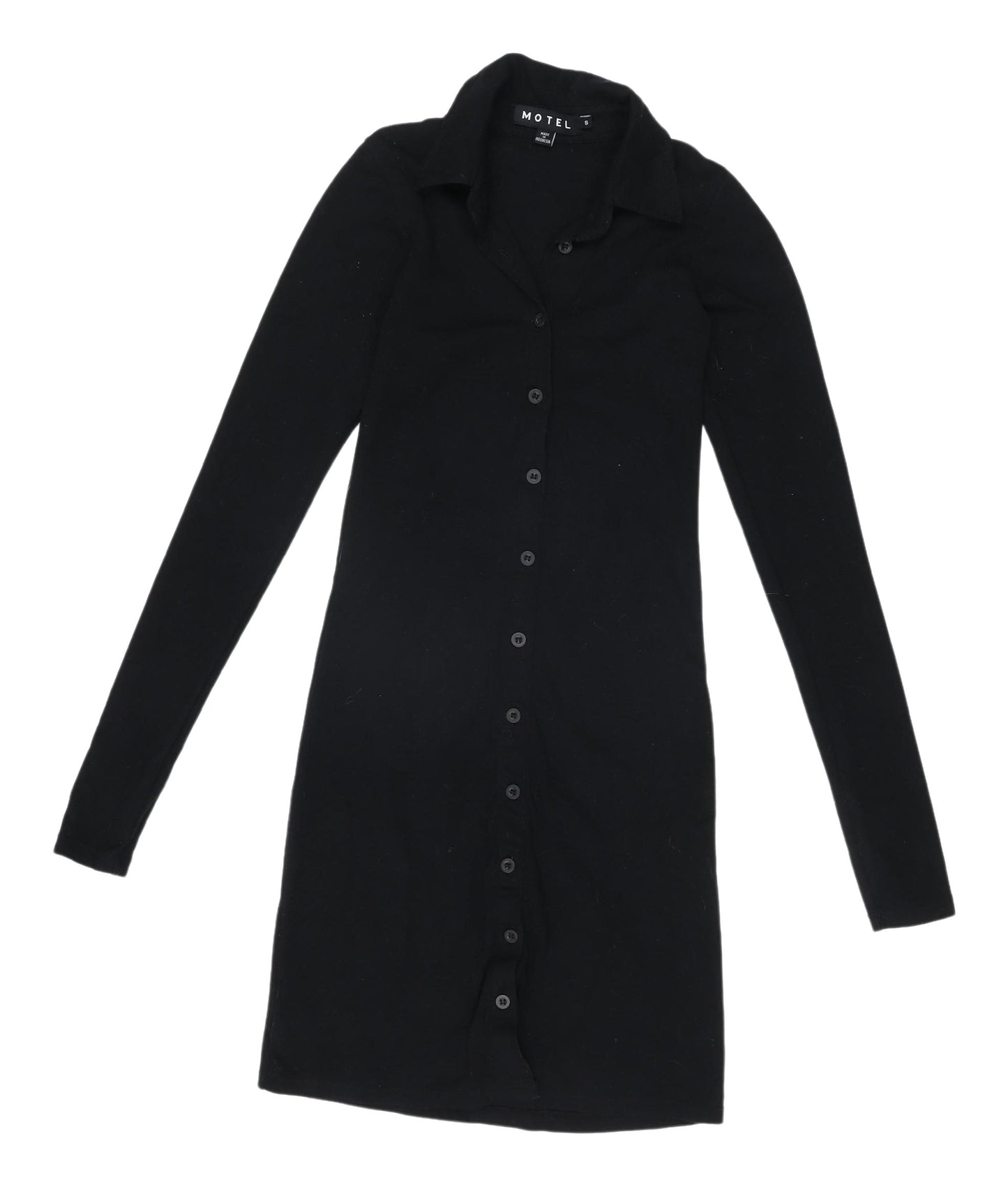 Motel Women's Black Shirt Dress, Collared, S