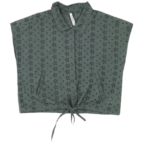 Tiffosi Women's Green Cropped Button-Up Top - Size S
