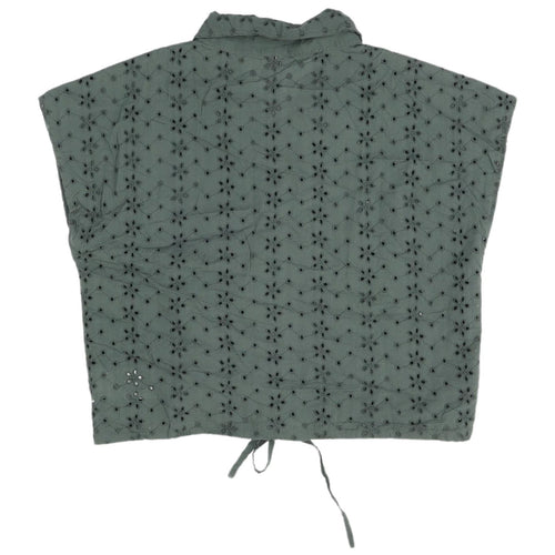 Tiffosi Women's Green Cropped Button-Up Top - Size S
