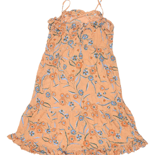 Fat Face Women's Orange Floral Slip Dress Size 16