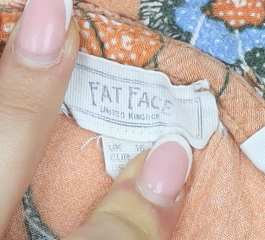 Fat Face Women's Orange Floral Slip Dress Size 16
