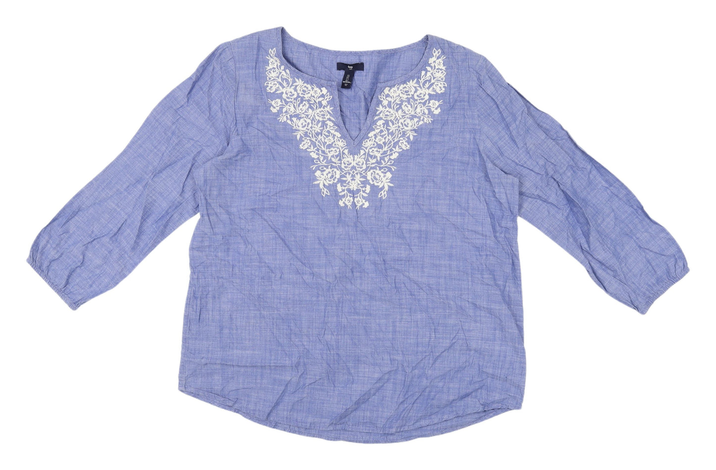 Gap Women's Blue Embroidered Tunic Blouse L