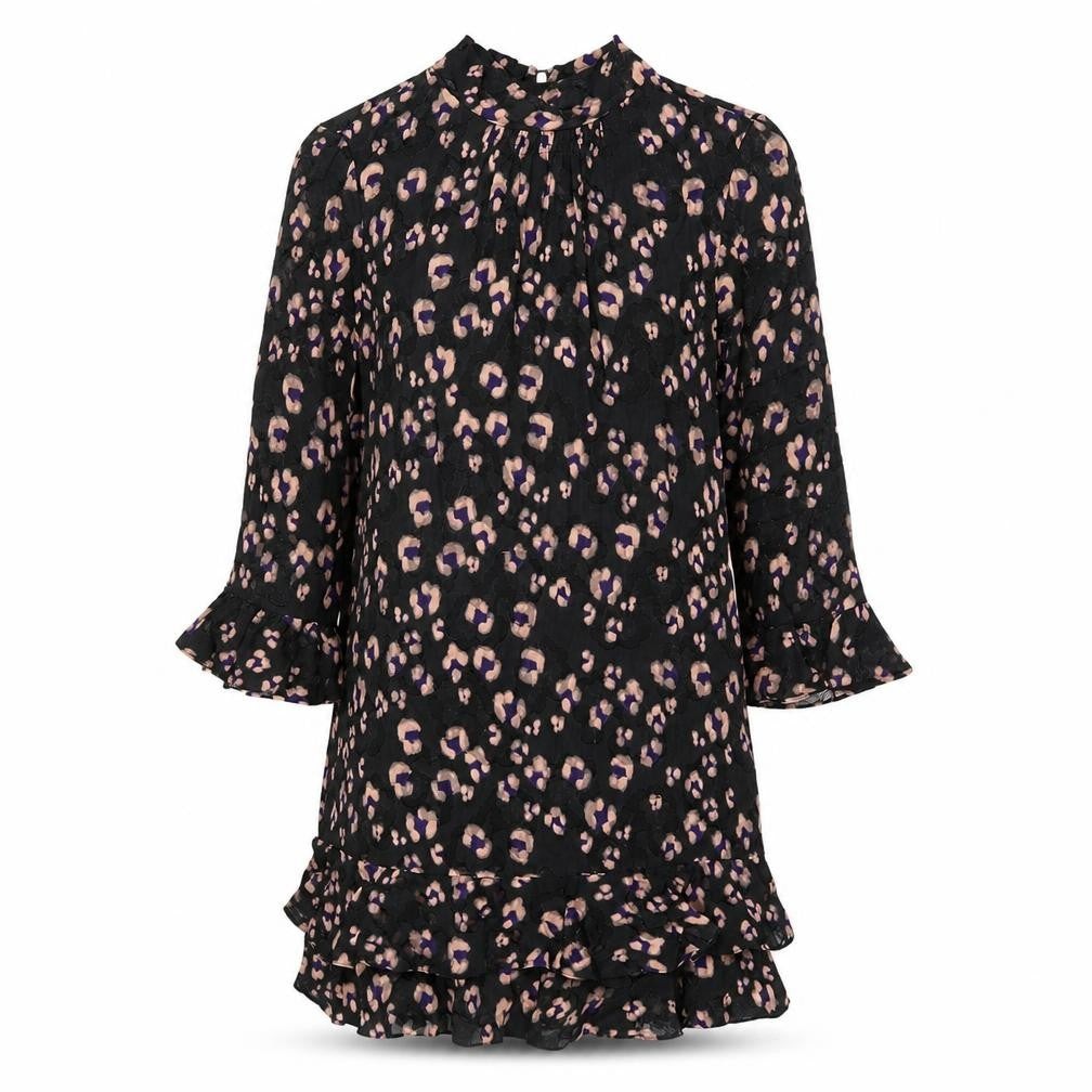 Rebecca Taylor Women's Black Animal Print Shift Dress