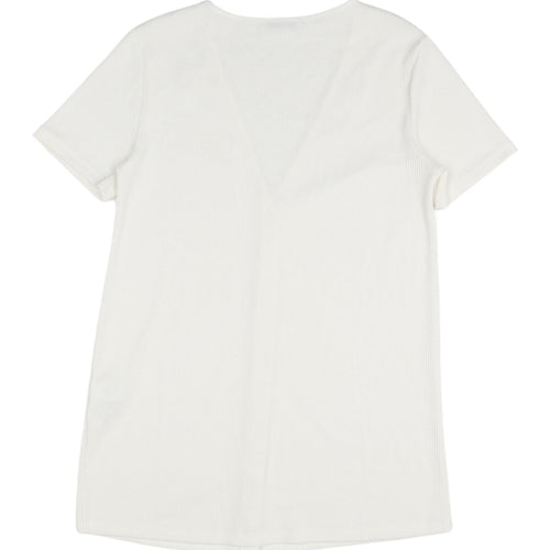 Zara Women's White V-Neck Button-Up Top M