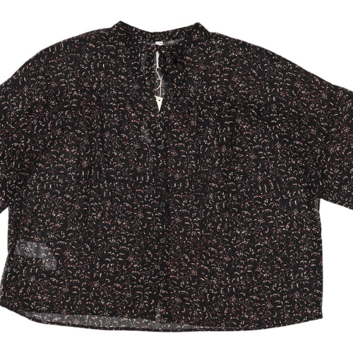 MNG Women's Black Button Long Sleeve Top Size 12