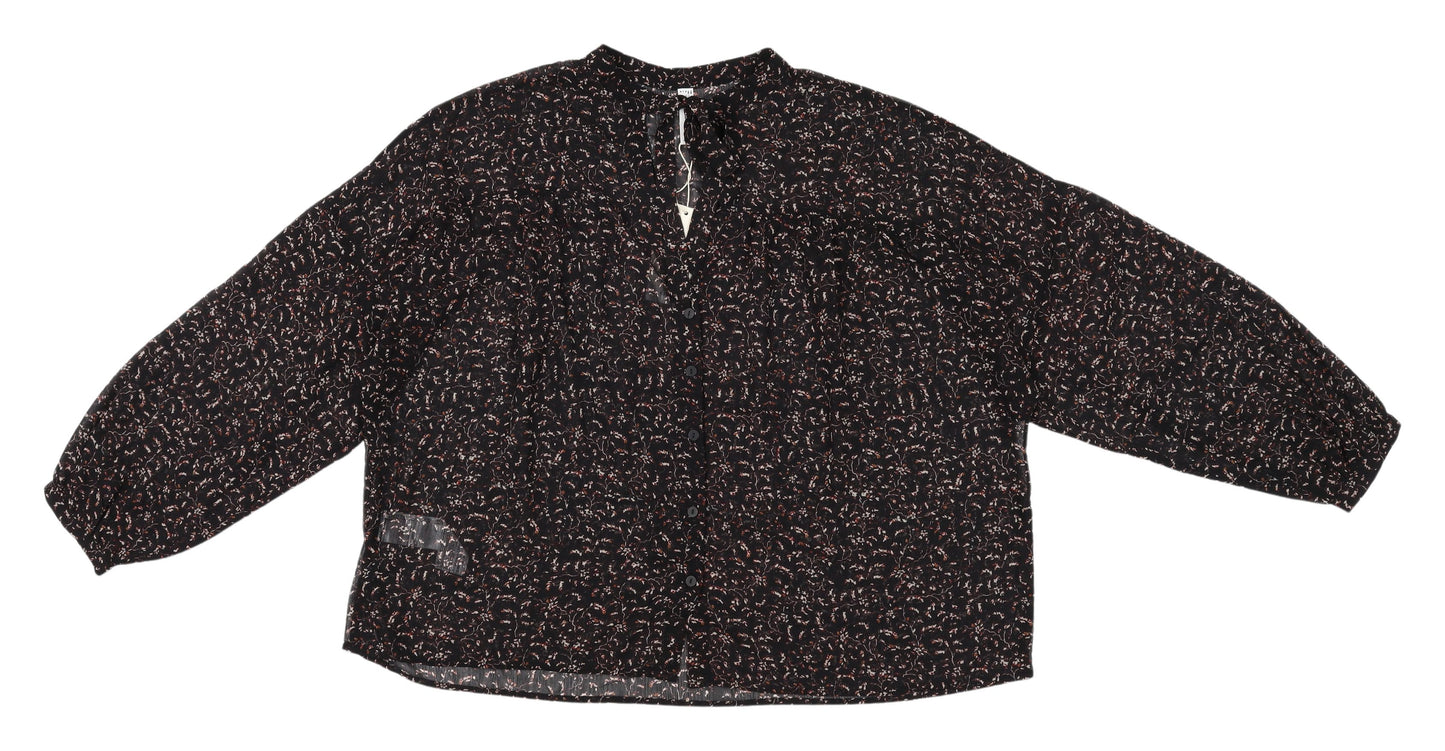 MNG Women's Black Button Long Sleeve Top Size 12