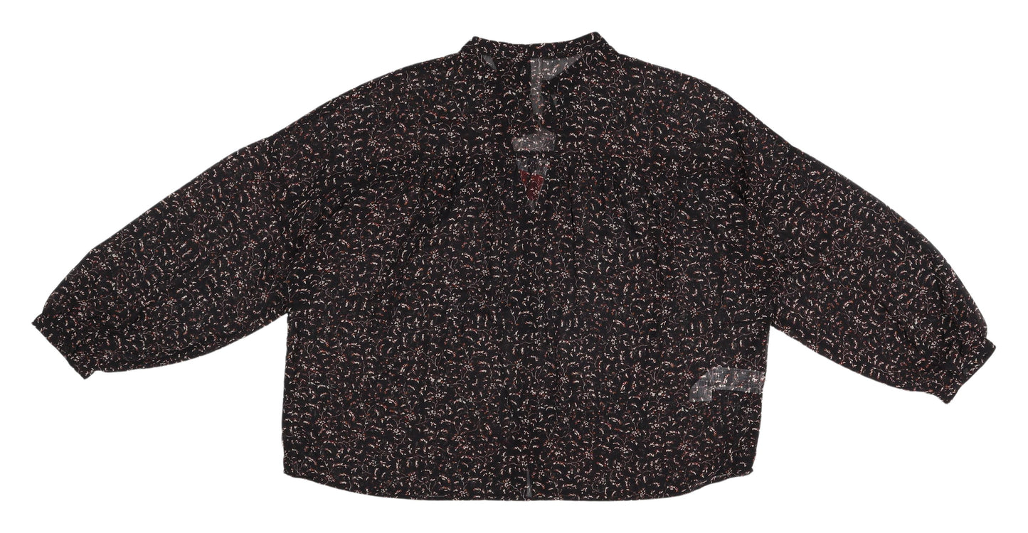 MNG Women's Black Button Long Sleeve Top Size 12