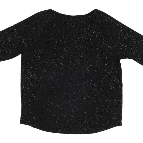 Divided Women's Black Glitter T-Shirt, Size S, 3/4 Sleeve