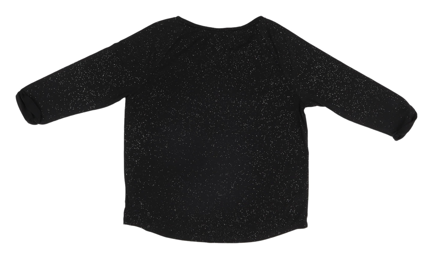 Divided Women's Black Glitter T-Shirt, Size S, 3/4 Sleeve