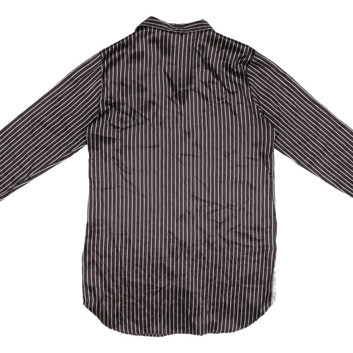 Marks and Spencer Women's Black Striped Button-Up Shirt, Size 12