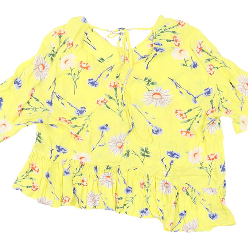 ASOS Women's Yellow Floral Tunic Blouse Size 18