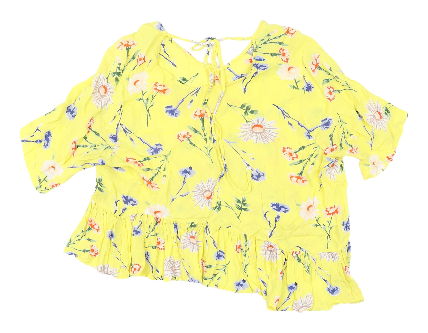 ASOS Women's Yellow Floral Tunic Blouse Size 18
