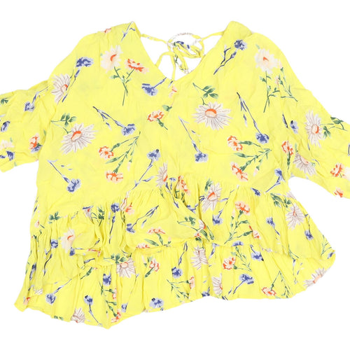 ASOS Women's Yellow Floral Tunic Blouse Size 18