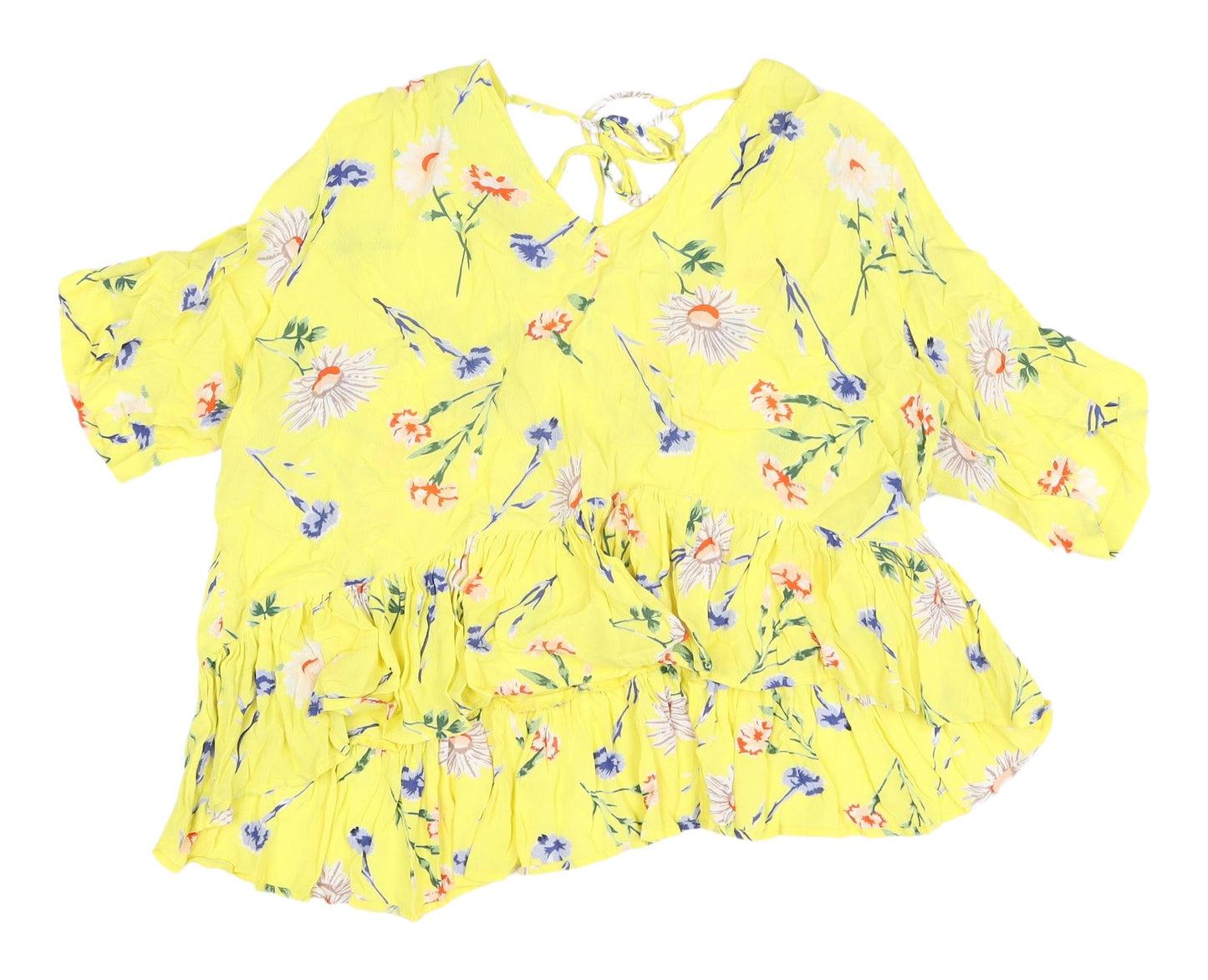 ASOS Women's Yellow Floral Tunic Blouse Size 18