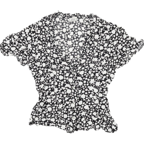 Pimkie Women's Black Floral Tunic Blouse Size 6