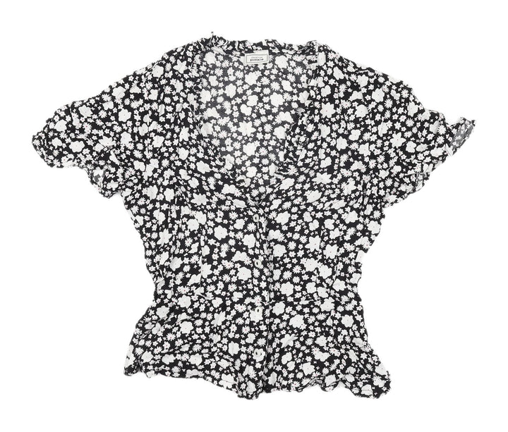 Pimkie Women's Black Floral Tunic Blouse Size 6