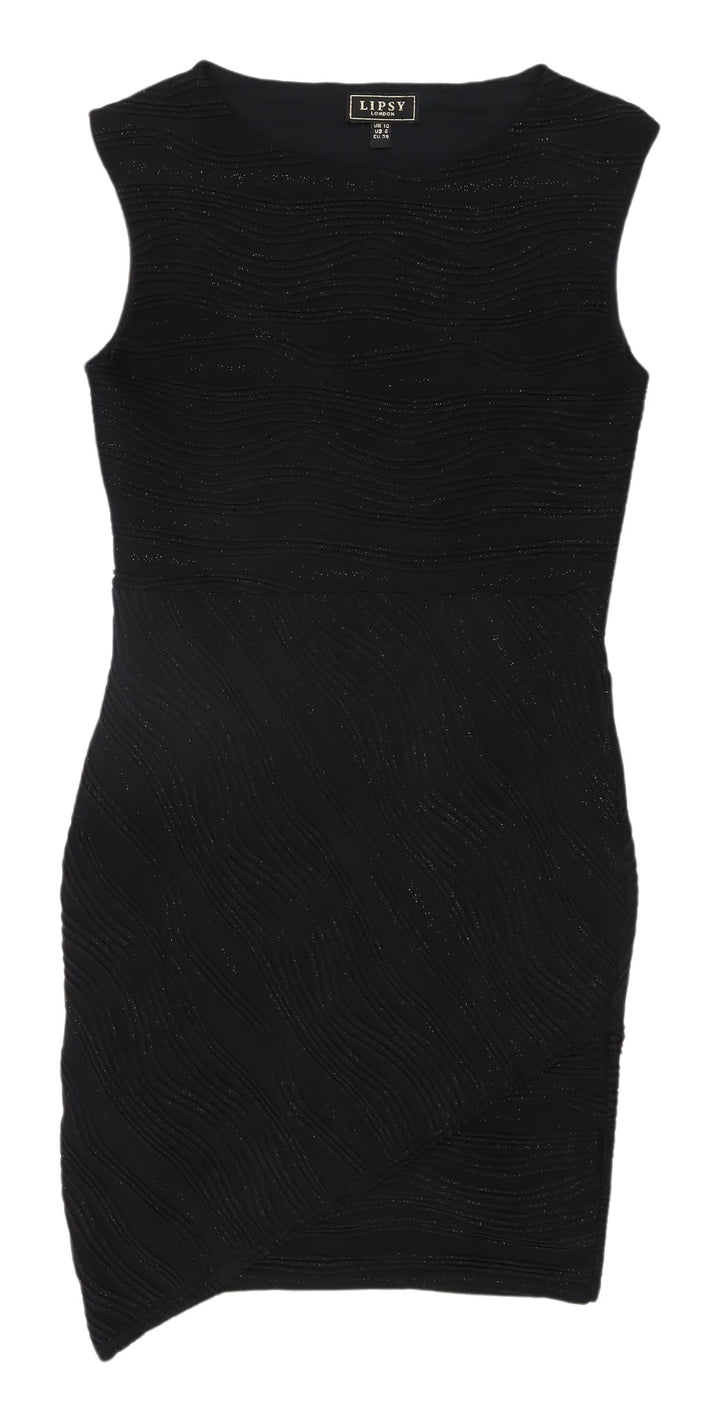 Lipsy Black Bodycon Dress - Size 10, Party Staple
