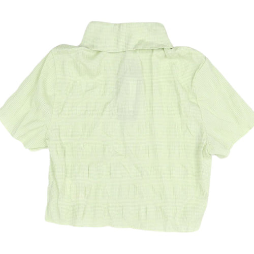Nasty Gal Women's Cropped Green Button-Up Shirt, Size 4