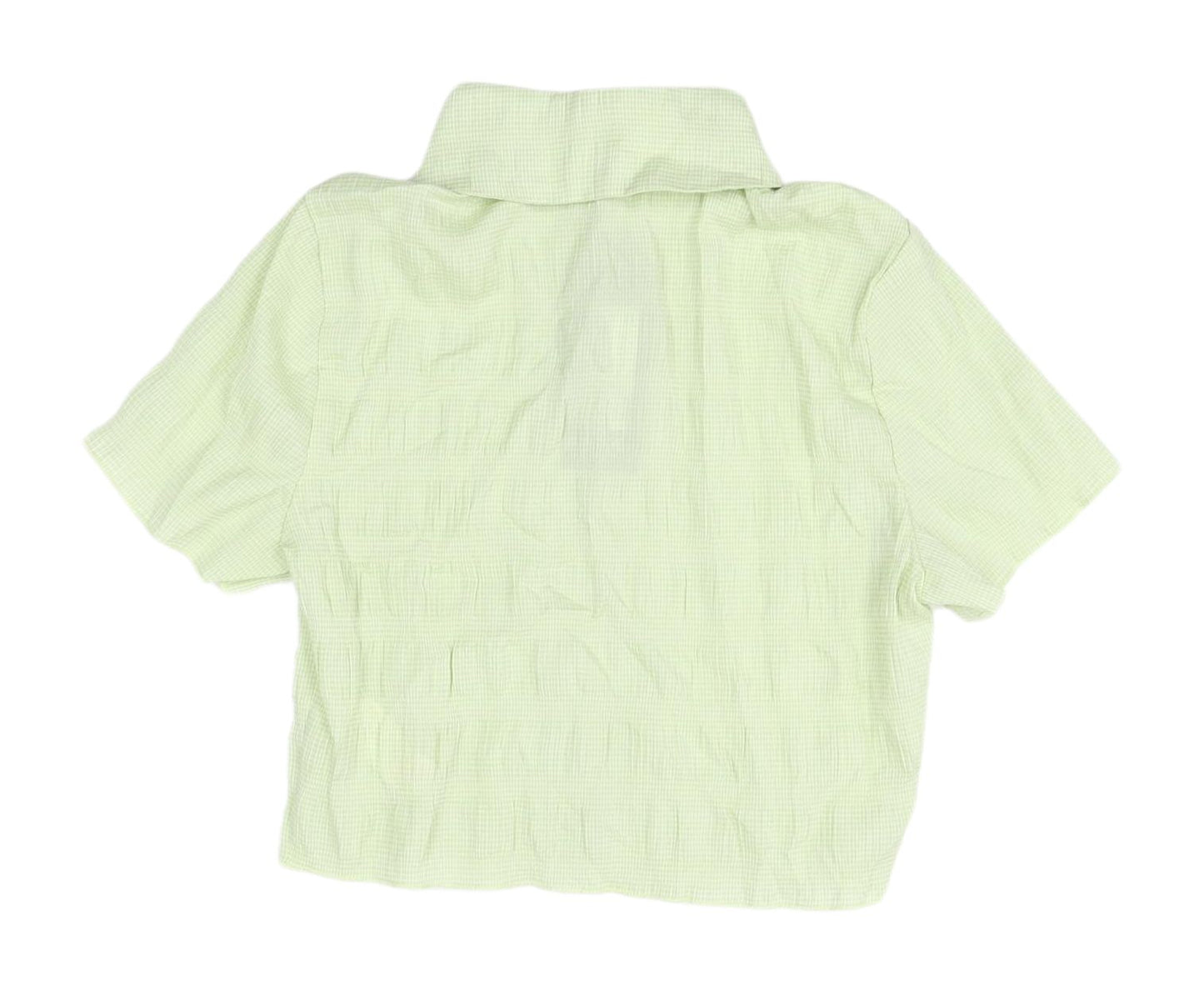 Nasty Gal Women's Cropped Green Button-Up Shirt, Size 4