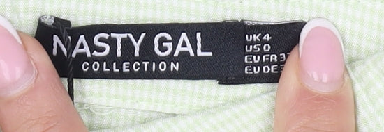 Nasty Gal Women's Cropped Green Button-Up Shirt, Size 4