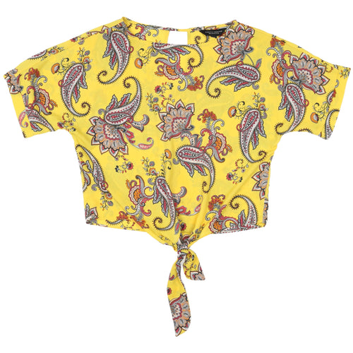 Dorothy Perkins Yellow Paisley Crop Blouse Size 12