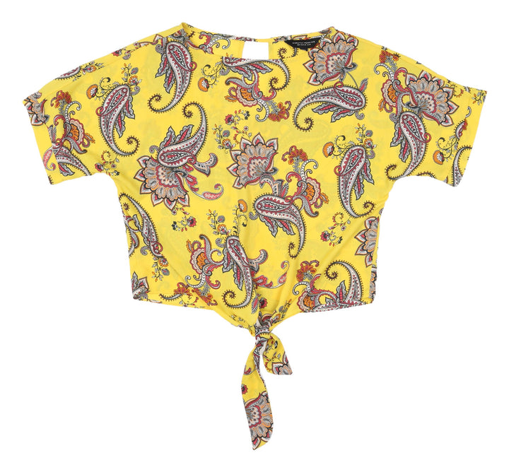 Dorothy Perkins Yellow Paisley Crop Blouse Size 12