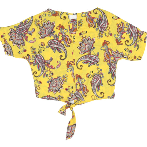 Dorothy Perkins Yellow Paisley Crop Blouse Size 12