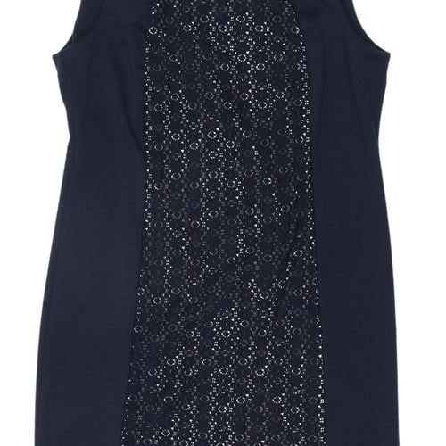 M&Co Women's Blue Shift Dress, Size 16, Sleeveless