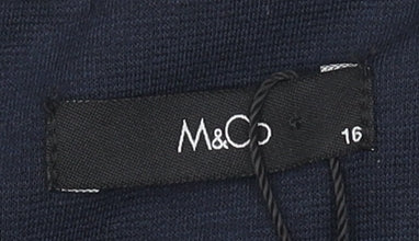 M&Co Women's Blue Shift Dress, Size 16, Sleeveless