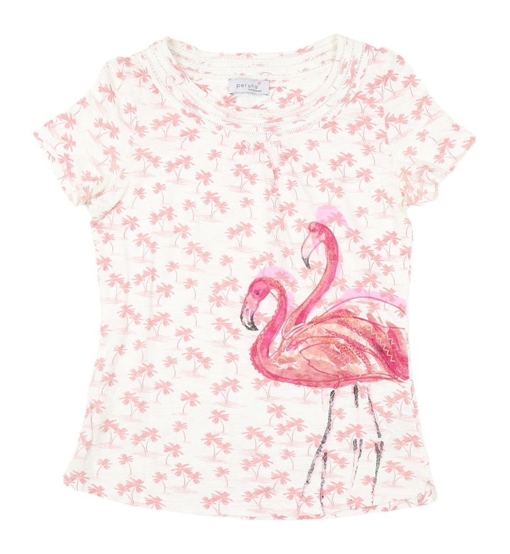 Marks and Spencer Women's Pink Flamingo Print T-Shirt UK 8