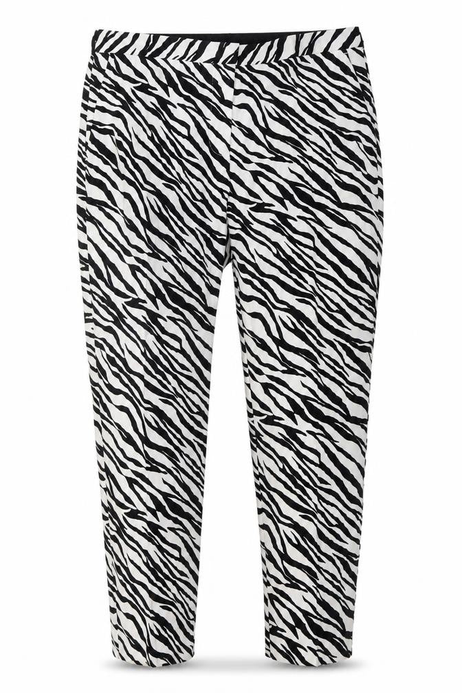 Zara Women's XL Black White Animal Print Trousers