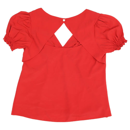 New Look Women's Red Blouse Size 14 Short Sleeve V-Neck