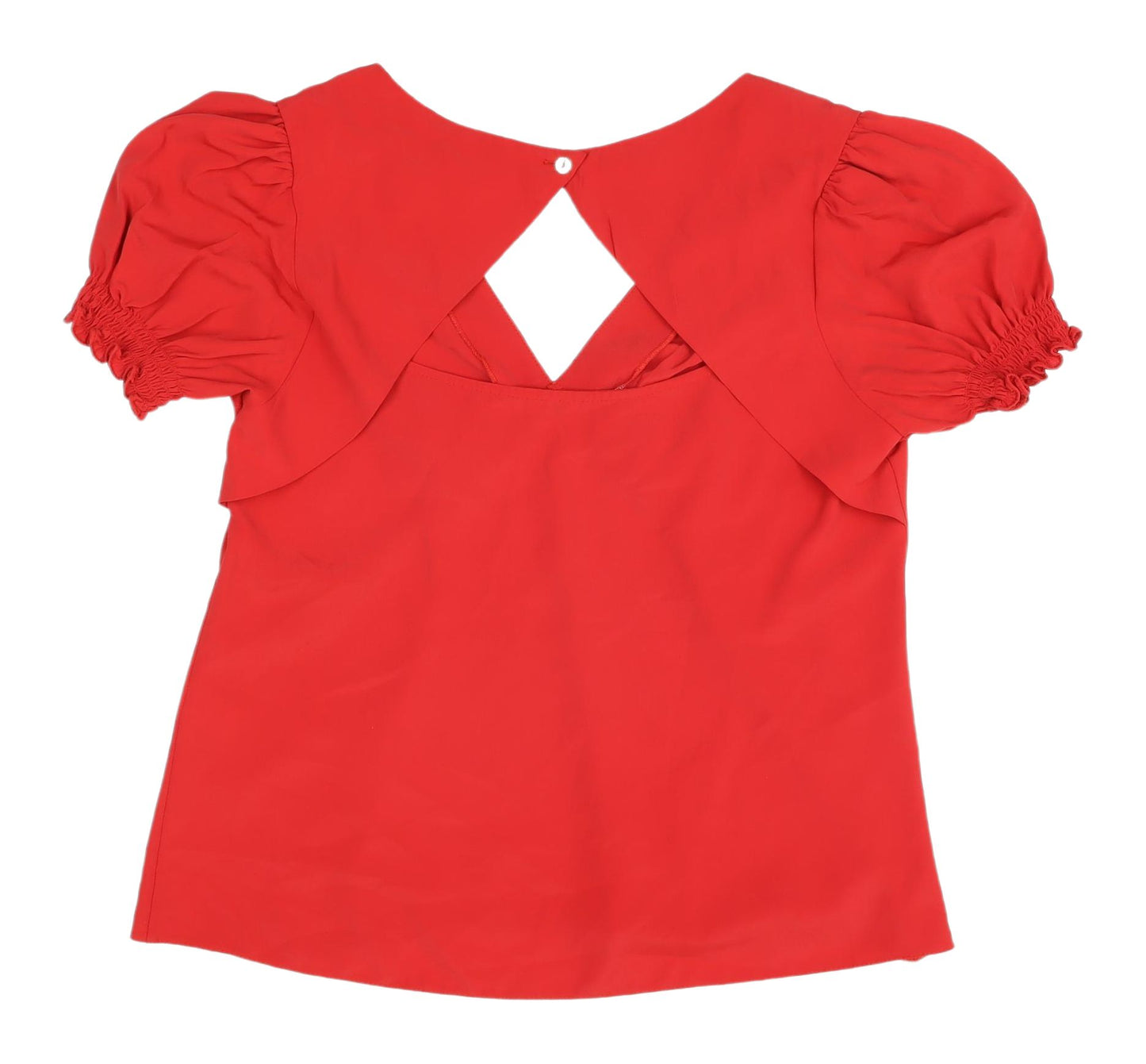 New Look Women's Red Blouse Size 14 Short Sleeve V-Neck