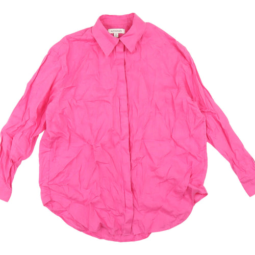 Marks and Spencer Women's Pink Linen Button-Up Shirt 12