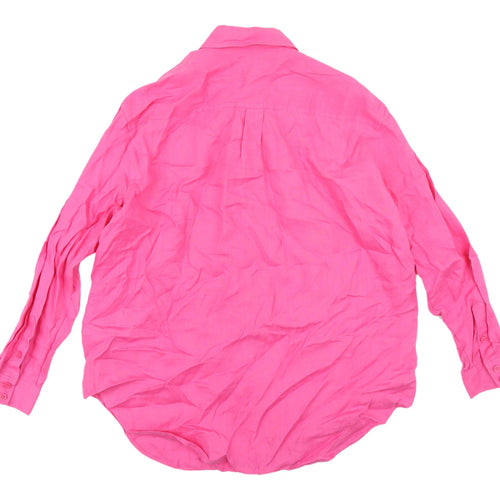 Marks and Spencer Women's Pink Linen Button-Up Shirt 12