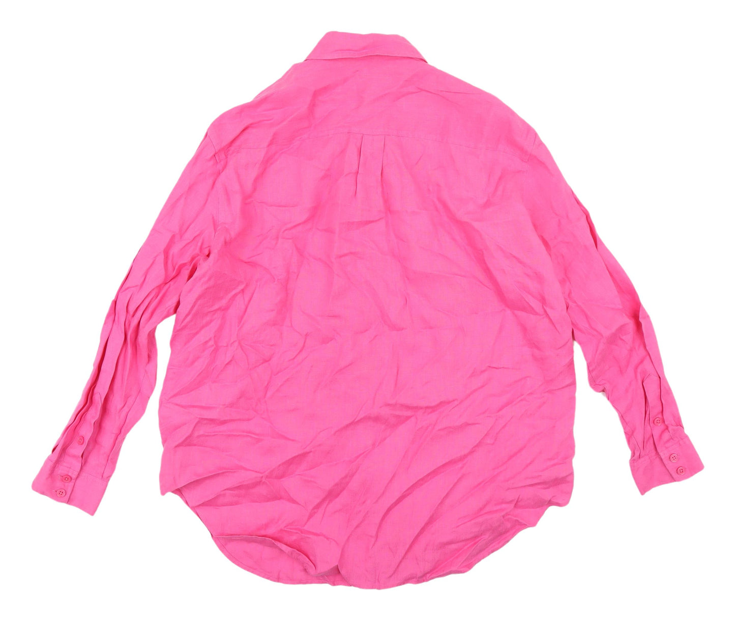 Marks and Spencer Women's Pink Linen Button-Up Shirt 12