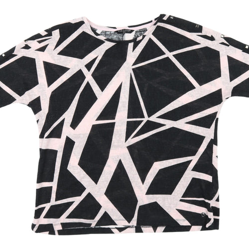 VIZ-A-VIZ Women's Black Geometric T-Shirt Size 18
