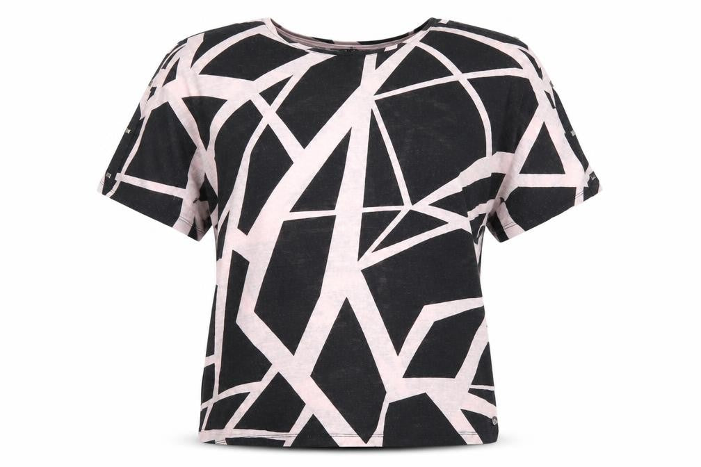 VIZ-A-VIZ Women's Black Geometric T-Shirt Size 18