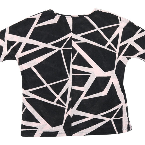 VIZ-A-VIZ Women's Black Geometric T-Shirt Size 18