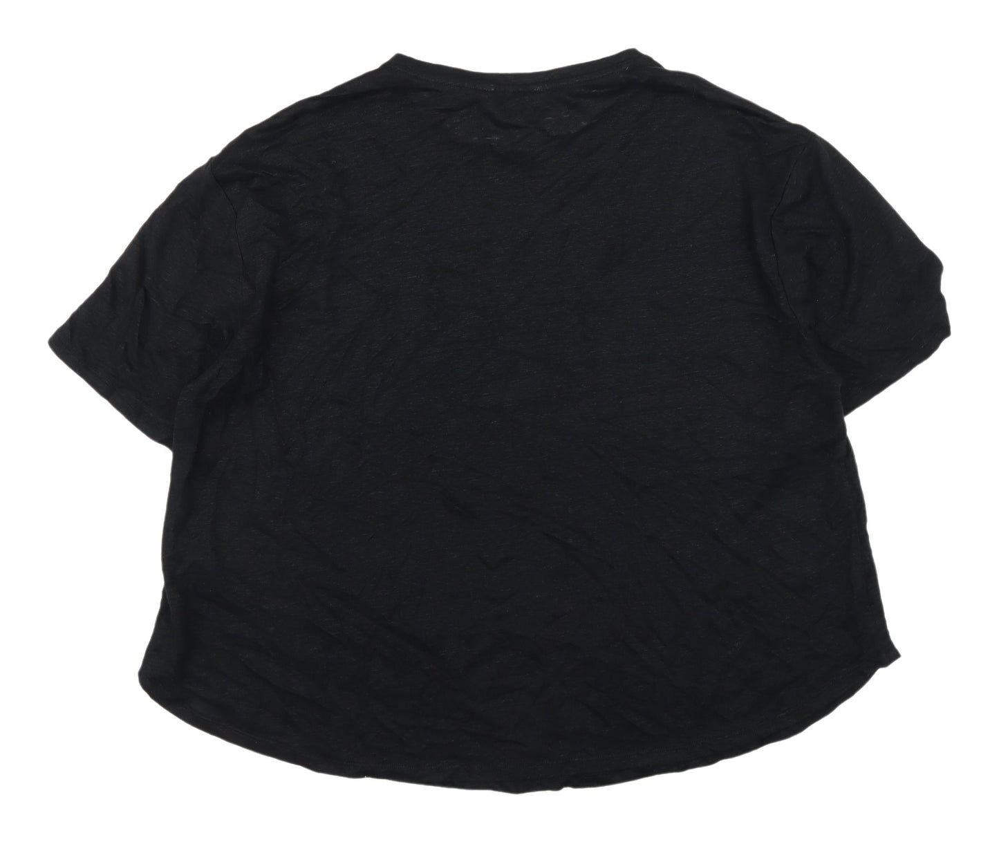 Marks and Spencer Women's Black Linen T-Shirt, Size 14, Casual