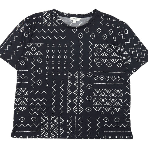 Marks and Spencer Women's Black Geometric T-Shirt Size 14