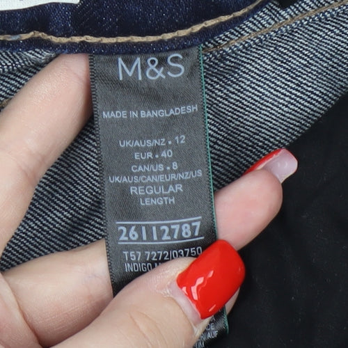 Marks and Spencer Women's Blue Wide-Leg Jeans Size 12