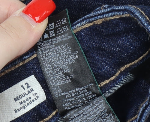 Marks and Spencer Women's Blue Wide-Leg Jeans Size 12