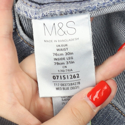 Marks and Spencer Men's Blue Straight Jeans, M, Regular Fit