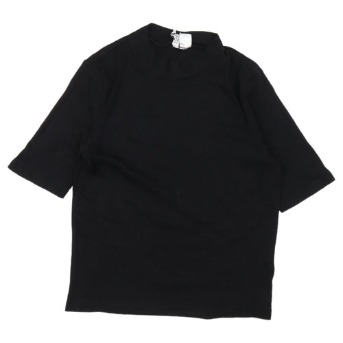 H&M Black Women's Basic High Neck T-Shirt Size 12