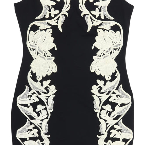 Next Women's Black Bodycon Dress High Neck Size 12